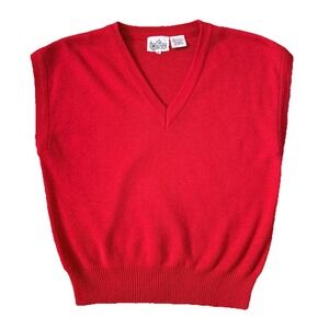 Vintage 80s Red Sweater Vest Men's Medium Preppy Bright Academia School Heritage